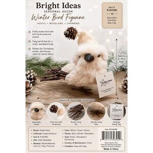 Bright Ideas Winter Bird Figurine Rustic Woodland Pinecone Knit Hat RJA5382